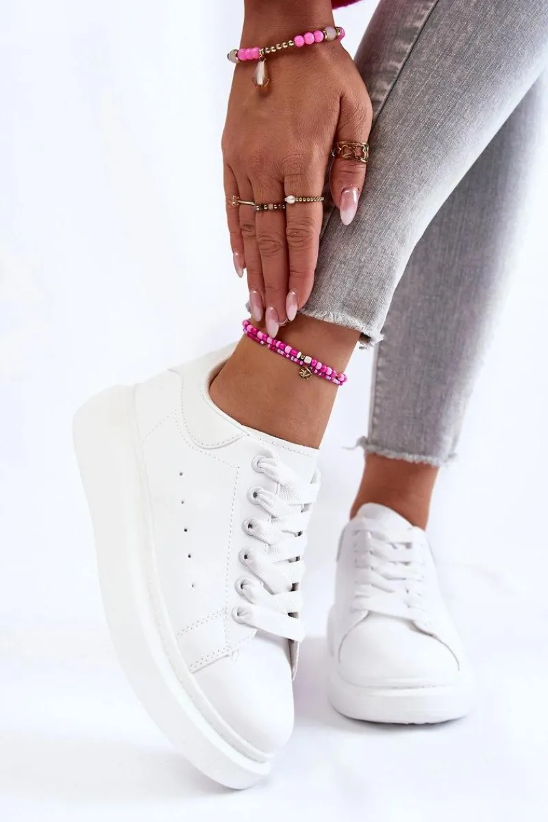 Sneakersy Damskie>Boto Damskie Buty Sportowe Na Platformie Białe Eliso