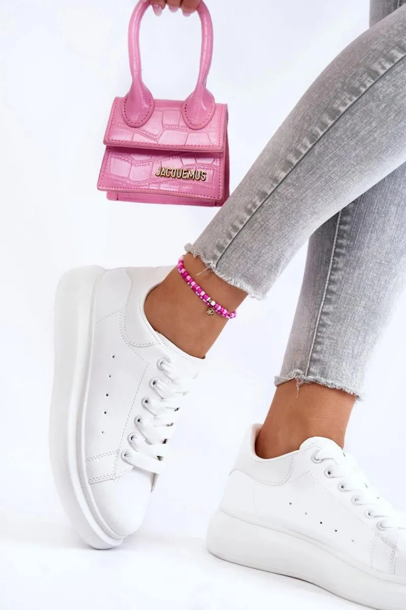 Sneakersy Damskie>Boto Damskie Buty Sportowe Na Platformie Białe Eliso