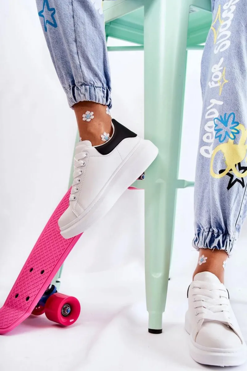 Sneakersy Damskie>Boto Damskie Buty Sportowe Na Platformie Biało-Czarne Eliso