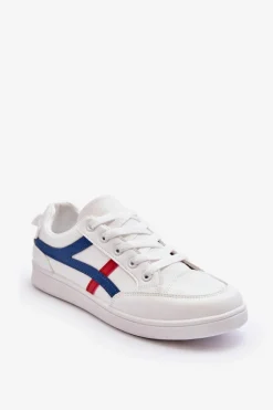 Discount Damskie Buty Sportowe Niskie z Paskami Białe Alemessa Damskie Buty Sportowe Na Platformie|Sneakersy Damskie