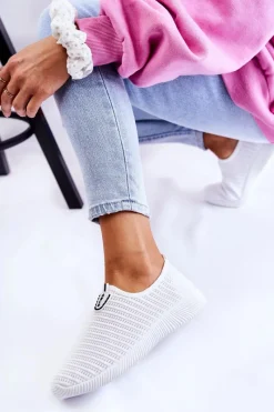 Sneakersy Damskie>Boto Damskie Buty Sportowe Slip-On Białe Charlien