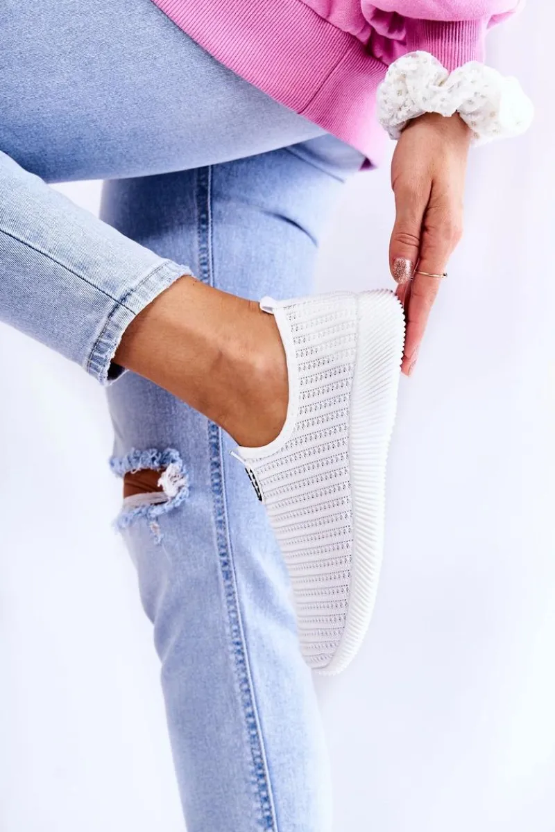 Sneakersy Damskie>Boto Damskie Buty Sportowe Slip-On Białe Charlien