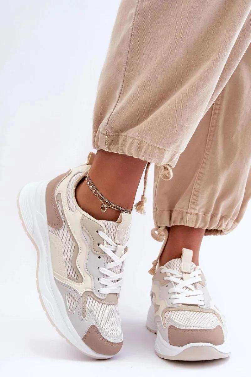 Online Damskie Buty Sportowe Sneakersy Na Platformie Beżowe Lomare Damskie Buty Sportowe Na Platformie|Sneakersy Damskie