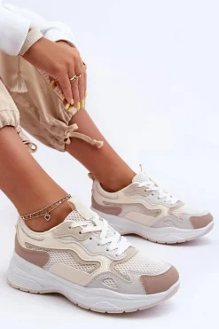 Online Damskie Buty Sportowe Sneakersy Na Platformie Beżowe Lomare Damskie Buty Sportowe Na Platformie|Sneakersy Damskie