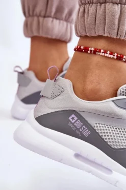 Big Star Shoes Damskie Buty Sportowe Sneakersy Big Star LL274371 Szare Szary
