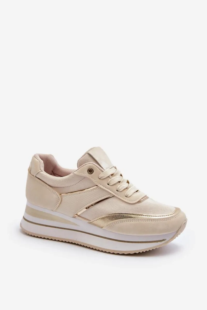 Discount Damskie Buty Sportowe Sneakersy Na Platformie Beżowe Atnarama Damskie Buty Sportowe Na Platformie|Sneakersy Damskie