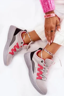 Buty Sportowe Na Platformie|Buty Sportowe Big Star>Big Star Shoes Damskie Buty Sportowe Sneakersy Big Star KK274060 Szare