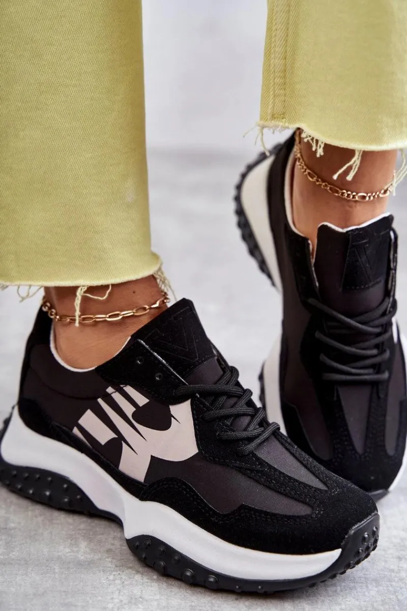 Online Buty damskie Vinceza Damskie Buty Sportowe Wiązane Czarne Tolea