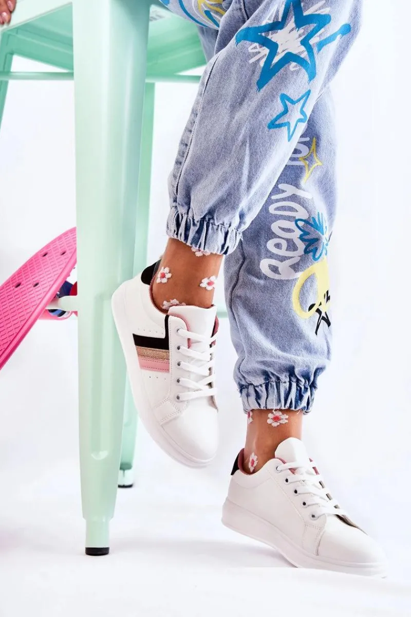 Sneakersy Damskie>Boto Damskie Buty Sportowe Wiązane Białe Renesme