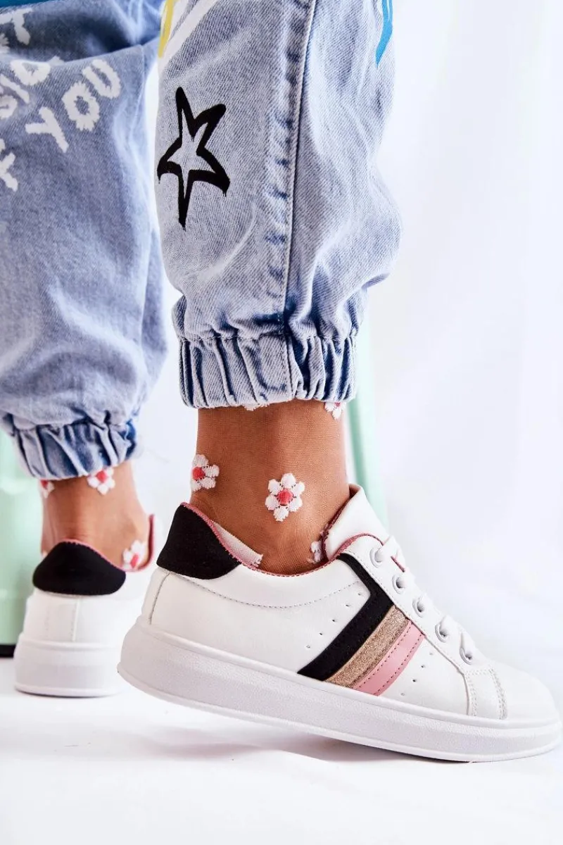 Sneakersy Damskie>Boto Damskie Buty Sportowe Wiązane Białe Renesme