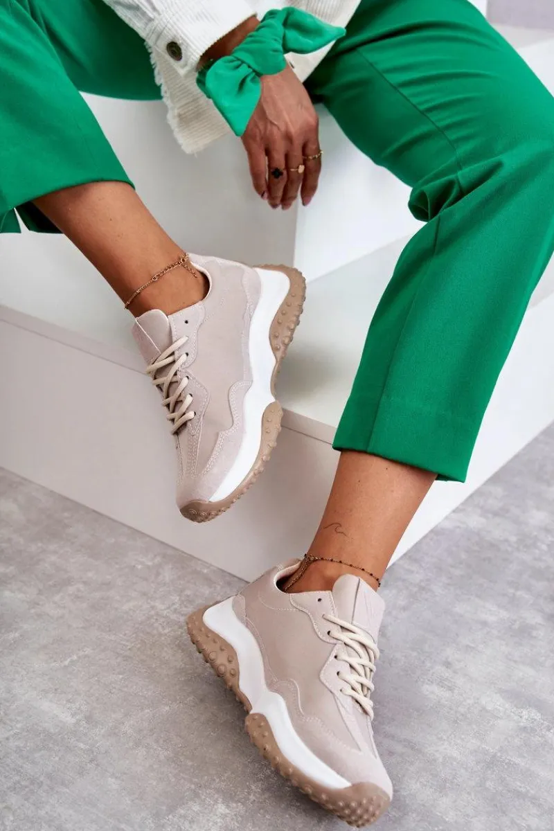 Clearance Buty damskie Vinceza Damskie Buty Sportowe Wiązane Beżowe Tolea