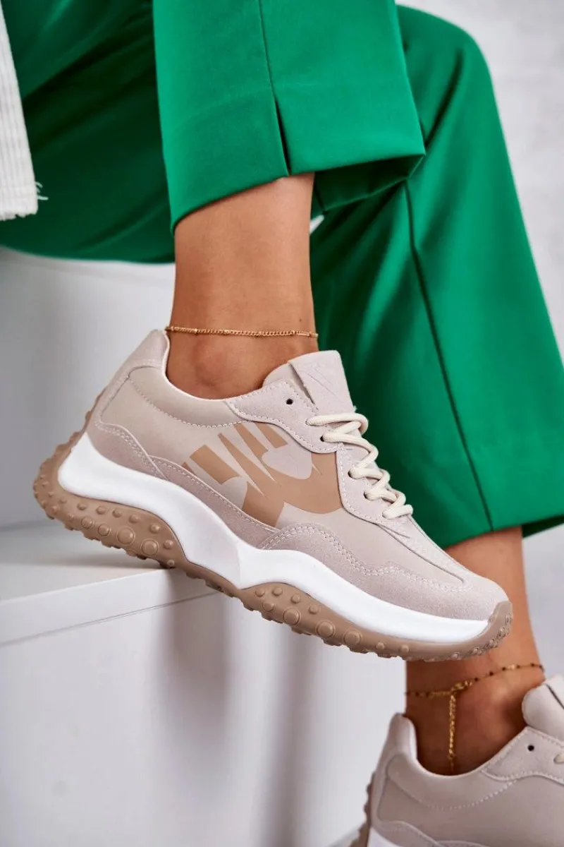 Clearance Buty damskie Vinceza Damskie Buty Sportowe Wiązane Beżowe Tolea