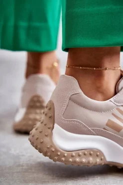 Clearance Buty damskie Vinceza Damskie Buty Sportowe Wiązane Beżowe Tolea
