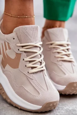 Clearance Buty damskie Vinceza Damskie Buty Sportowe Wiązane Beżowe Tolea