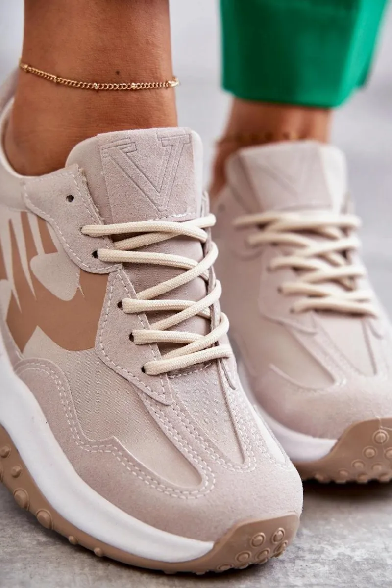 Clearance Buty damskie Vinceza Damskie Buty Sportowe Wiązane Beżowe Tolea