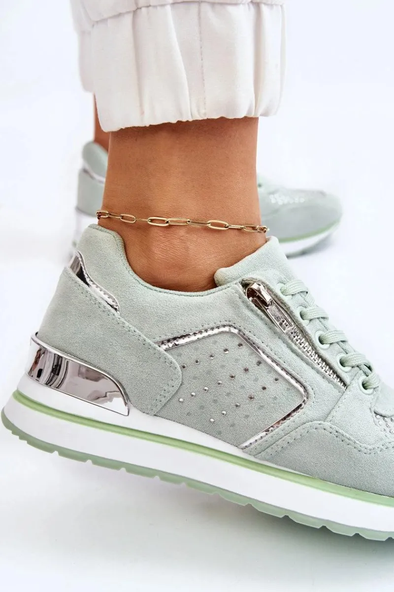 Buty Sportowe Na Platformie|Sneakersy Damskie>Boto Damskie Buty Sportowe Z Ozdobnym Zamkiem Zielone Adrea