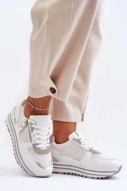 Hot Damskie Buty Sportowe Z Ozdobnym Zamkiem Białe Cairo Damskie Buty Sportowe Na Platformie|Sneakersy Damskie