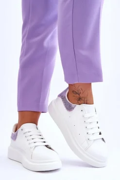 New Boto Damskie Buty Sportowe Z Ozdobnym Wzorem Biało-Fioletowe Delight