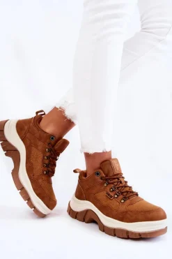 Best Big Star Shoes Damskie Buty Trekkingowe Trapery Memory Foam Big Star KK274362 Brązowe