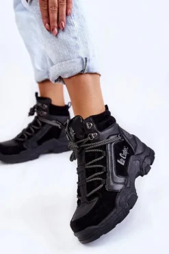 Trekkingowe Damskie|Damskie Trapery></noscript>Lee Cooper Damskie Buty Trekkingowe Trapery LCJ-22-31-1441 Czarne