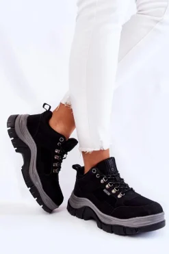 Outlet Damskie Buty Trekkingowe Trapery Memory Foam Big Star KK274364 Czarne Damskie Trekkingowe Damskie|Damskie Trapery