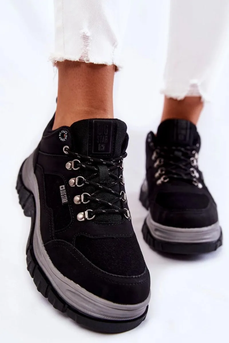 Outlet Damskie Buty Trekkingowe Trapery Memory Foam Big Star KK274364 Czarne Damskie Trekkingowe Damskie|Damskie Trapery