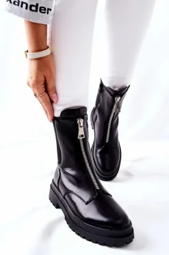 Czarne Botki|Botki Zimowe Damskie>Buty damskie Vinceza Damskie Ciepłe Botki Czarne Assuh