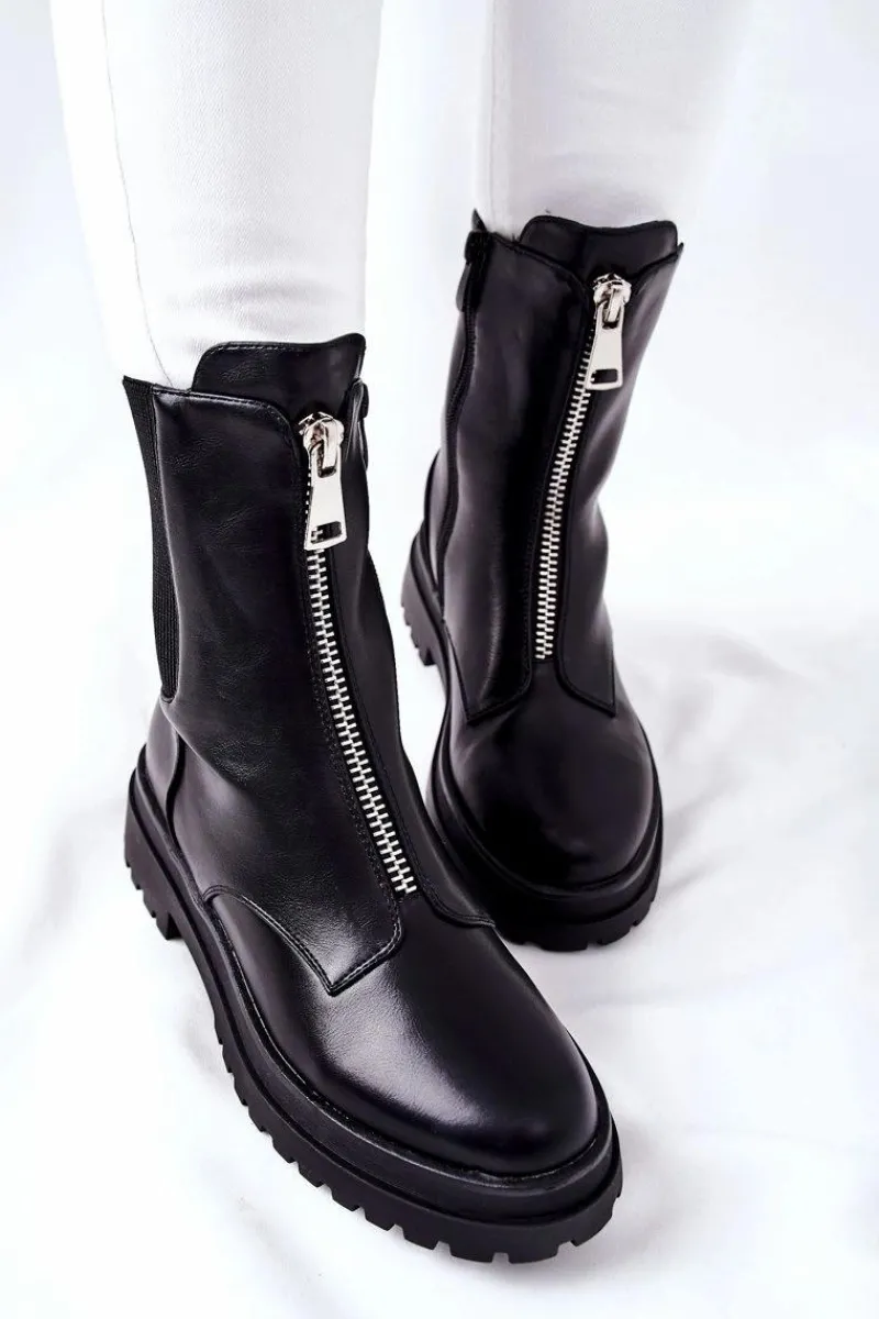 Czarne Botki|Botki Zimowe Damskie>Buty damskie Vinceza Damskie Ciepłe Botki Czarne Assuh