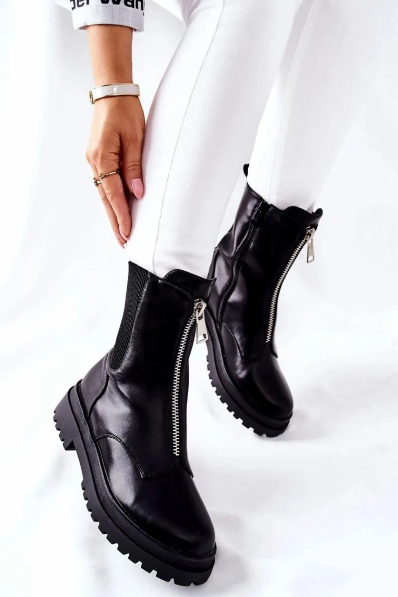 Czarne Botki|Botki Zimowe Damskie>Buty damskie Vinceza Damskie Ciepłe Botki Czarne Assuh