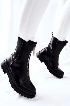 Czarne Botki|Botki Zimowe Damskie><noscript><img width=