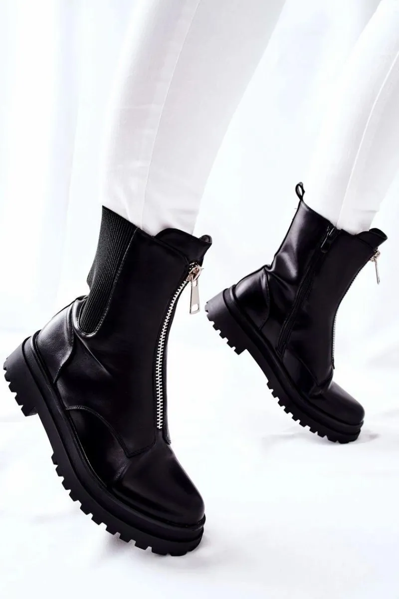 Czarne Botki|Botki Zimowe Damskie>Buty damskie Vinceza Damskie Ciepłe Botki Czarne Assuh