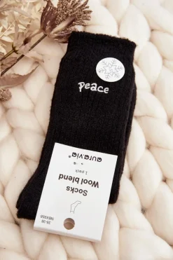 Discount Damskie Ciepłe Skarpety Z Napisem Czarne Skarpetki|Skarpetki