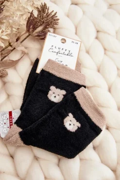 New Damskie Ciepłe Skarpety Z Misiem Czarne Skarpetki|Skarpetki