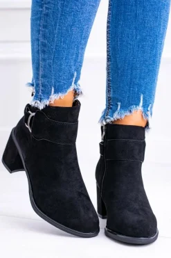 New Damskie Czarne Botki Na Słupku Z Klamrą Zamsz Evoret Damskie Botki Na Słupku|Brązowe I Beżowe Botki