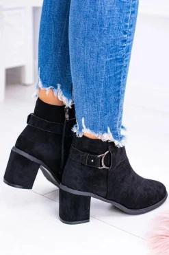 New Damskie Czarne Botki Na Słupku Z Klamrą Zamsz Evoret Damskie Botki Na Słupku|Brązowe I Beżowe Botki