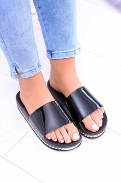 Clearance Boto Damskie Czarne Klapki z Dżetami Mirock