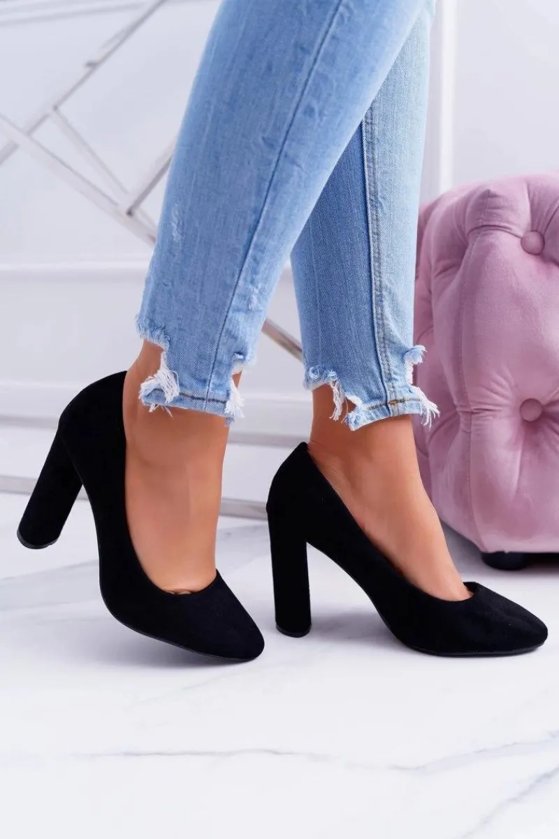 Czółenka Zamszowe|Czółenka Na Słupku>Boto Damskie Czółenka Na Słupku Zamszowe Czarne Verdi