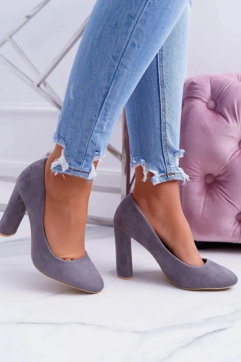 Discount Damskie Czółenka Na Słupku Zamszowe Szare Verdi Damskie Czółenka Zamszowe|Czółenka Na Słupku