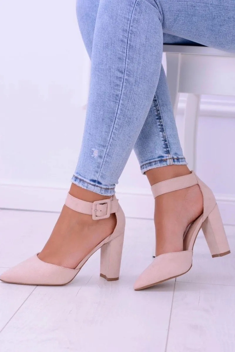 Czółenka Zamszowe|Czółenka Na Słupku>Boto Damskie Czółenka Na Słupku Zamszowe Beżowe Harinta