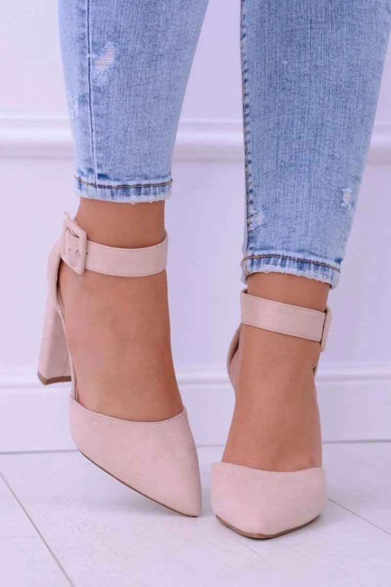 Czółenka Zamszowe|Czółenka Na Słupku>Boto Damskie Czółenka Na Słupku Zamszowe Beżowe Harinta