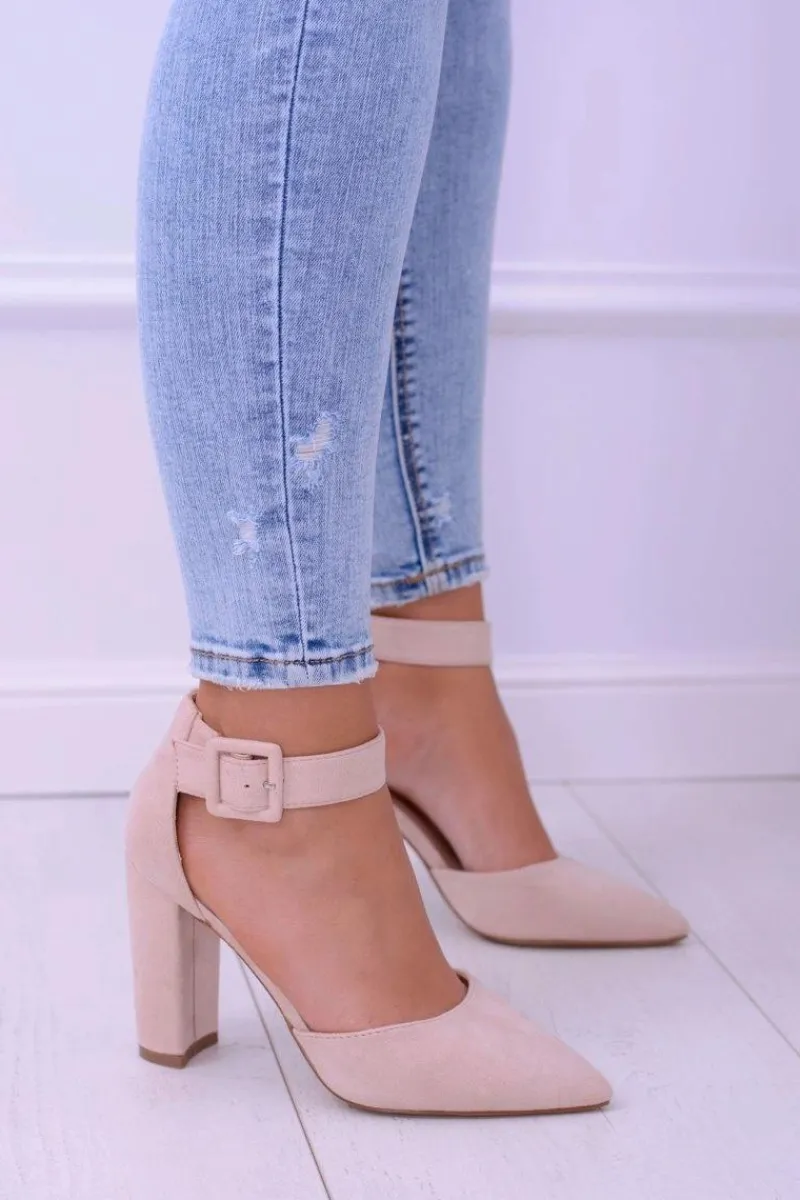 Czółenka Zamszowe|Czółenka Na Słupku>Boto Damskie Czółenka Na Słupku Zamszowe Beżowe Harinta