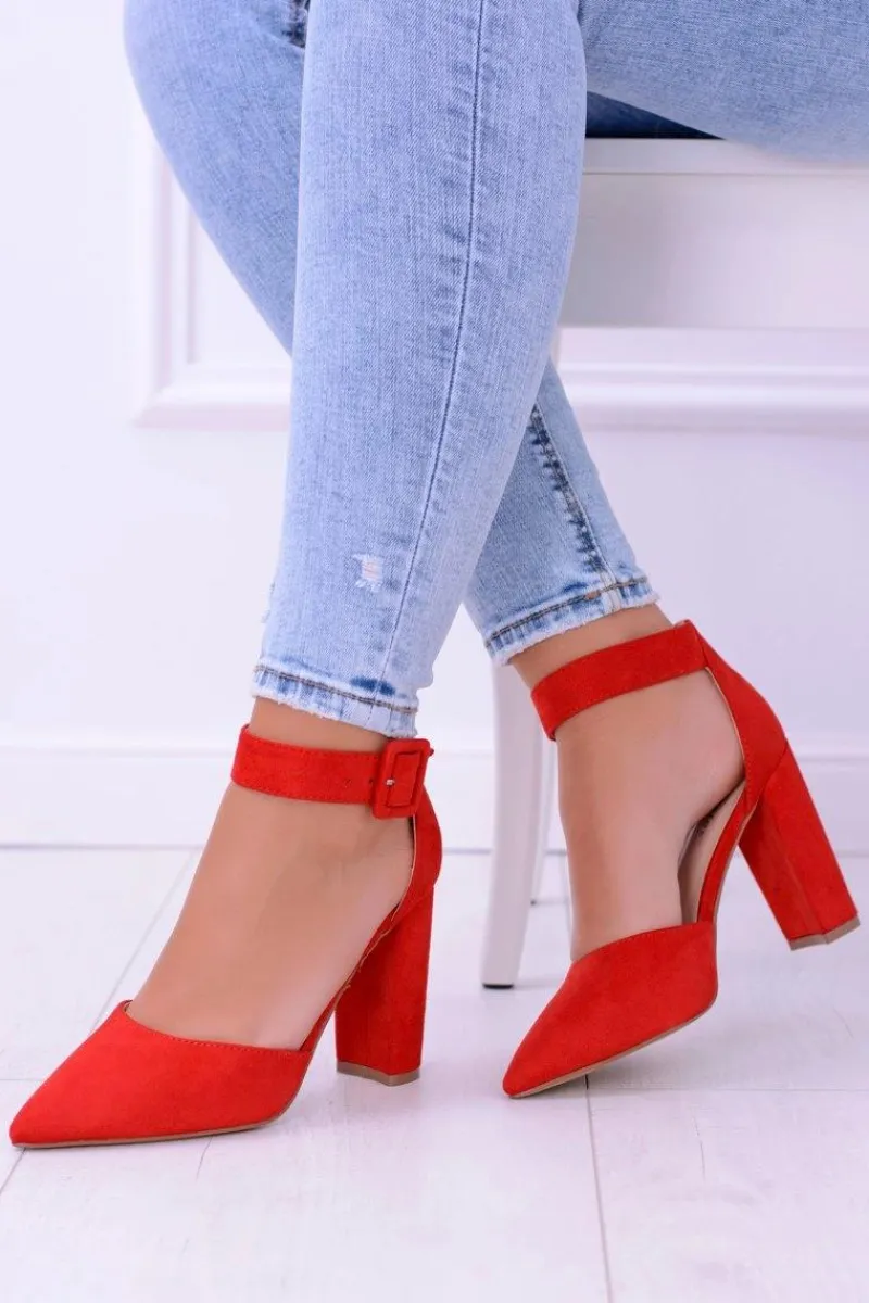 Czółenka Zamszowe|Czółenka Na Słupku>Boto Damskie Czółenka Na Słupku Zamszowe Czerwone Harinta