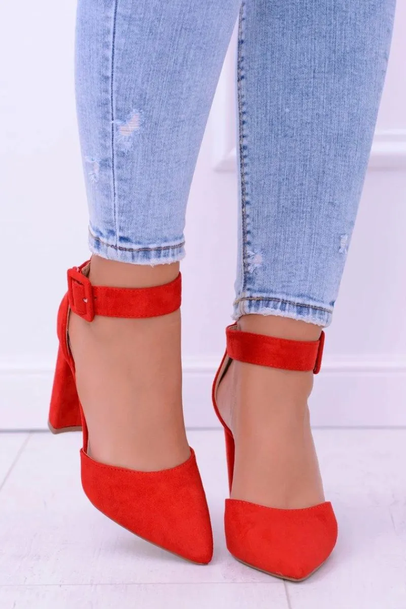 Czółenka Zamszowe|Czółenka Na Słupku>Boto Damskie Czółenka Na Słupku Zamszowe Czerwone Harinta