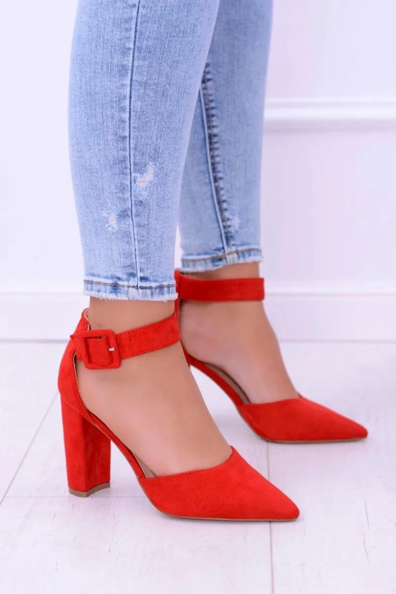 Czółenka Zamszowe|Czółenka Na Słupku>Boto Damskie Czółenka Na Słupku Zamszowe Czerwone Harinta