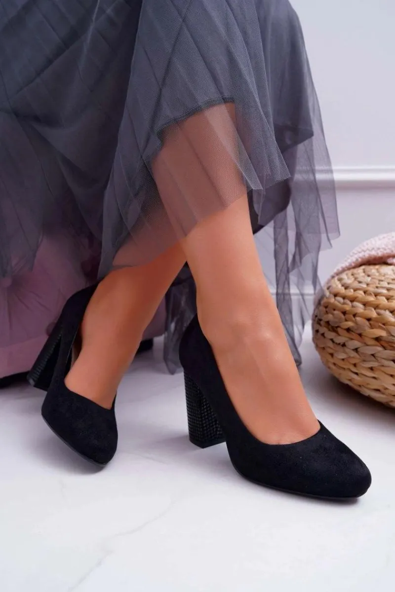 Sale Damskie Czółenka Sergio Leone PB200 Zamszowe Czarne Selva Damskie Czółenka Na Słupku|Czółenka Zamszowe