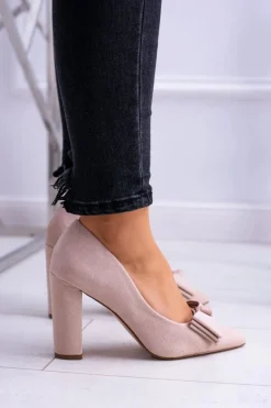 New Boto Damskie Czółenka W Szpic Beżowe Sandy