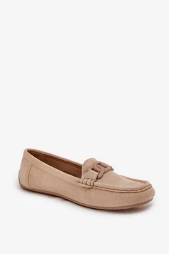 Discount Damskie Eko Zamszowe Mokasyny Z Ozdobą Beżowe Seathra Damskie Loafersy Damskie|Mokasyny Damskie Zamszowe