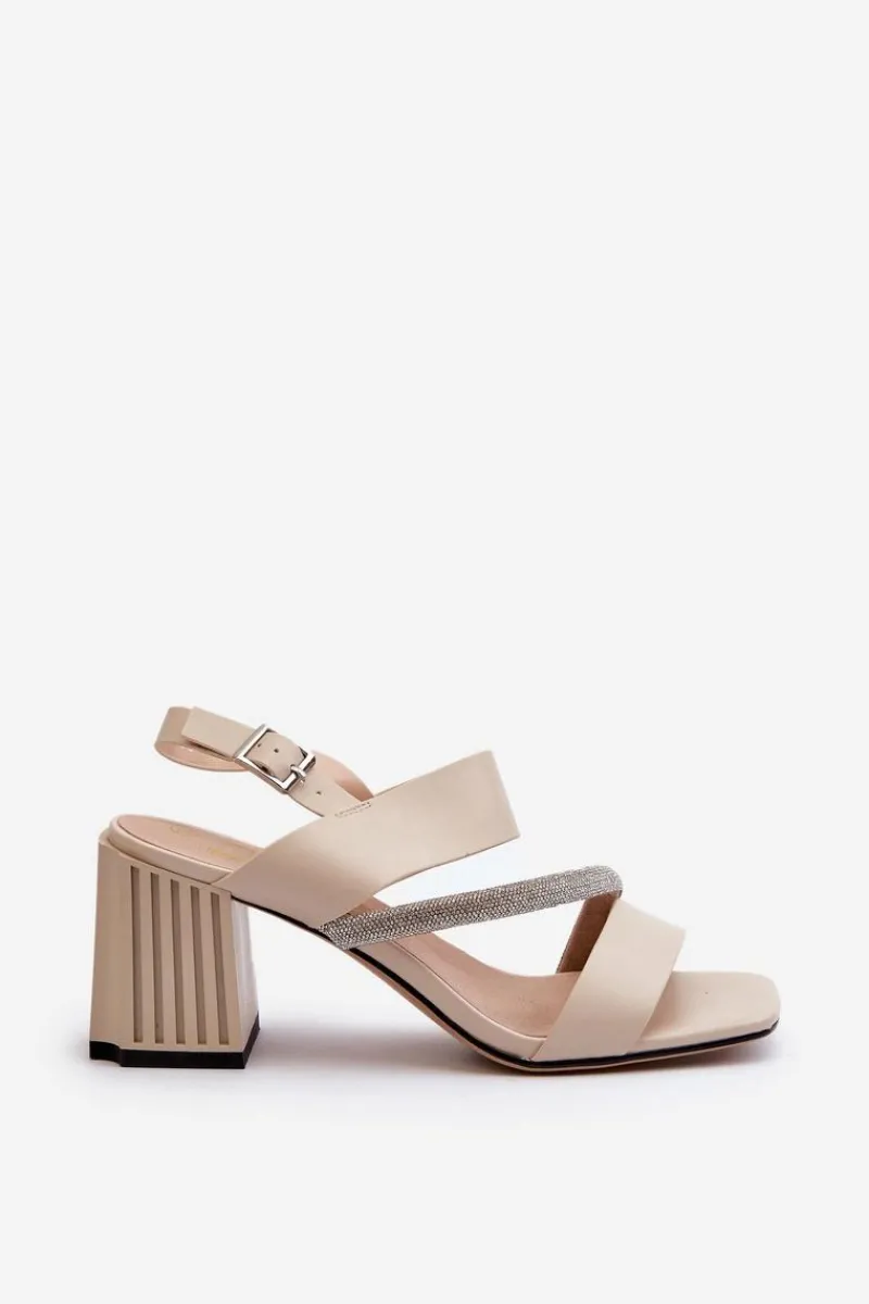 Sandały Na Słupku|Sandały Na Obcasie>Damskie buty S.Barski Damskie Eleganckie Sandały Na Słupku Beżowe D&A MR38-549 Beżowy