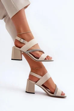 Sandały Na Słupku|Sandały Na Obcasie><noscript><img width=