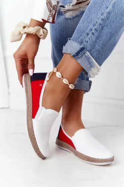 Damskie Espadryle Big Star HH276009 Biało-Czerwone Damskie Trampki Damskie Slip-On